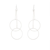 Silver Duo Circle Chain Drop Earrings - link has visual effect only