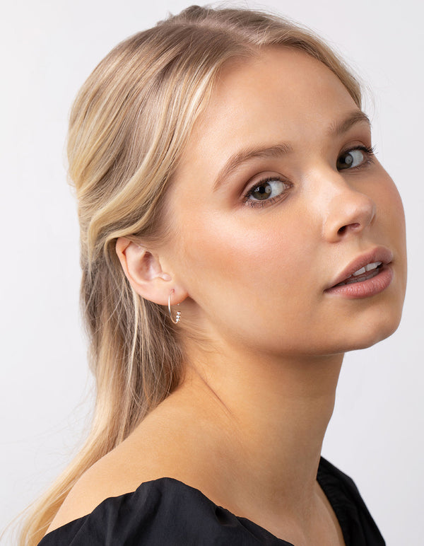 Sterling Silver Beaded Detail Hoops