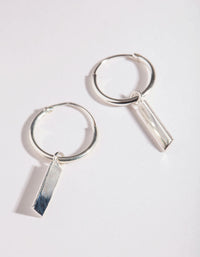 Sterling Silver Bar Drop Hoop 14mm Earrings - link has visual effect only
