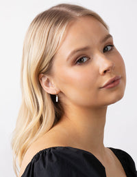 Sterling Silver Bar Drop Hoop 14mm Earrings - link has visual effect only