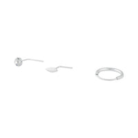 Sterling Silver Stud, Leaf And Hoop Pack - link has visual effect only