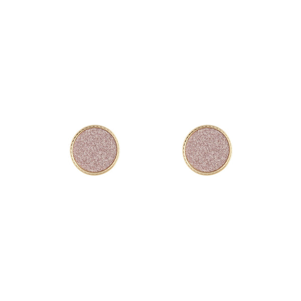 Pink Glitter Round Stud Earrings
