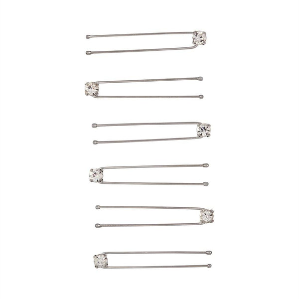 Crystal Stud Hair Pins 6 Pack