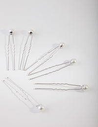 Rhodium Pearl Bun Pins - link has visual effect only