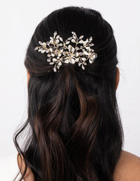 Gold Butterfly Diamante Pearl Comb - link has visual effect only