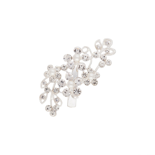 Silver Diamante and Pearl Crystal Clip