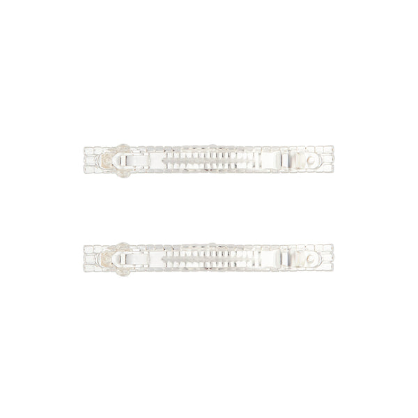 Rhodium Double Diamante Barrette