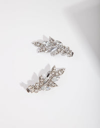 Rhodium Diamante Leaf Clip 2 Pack - link has visual effect only
