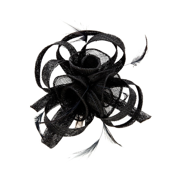 Black Swirl and Feather Clip