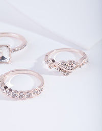 Rose Gold Chunky Engagement Ring Stack - link has visual effect only