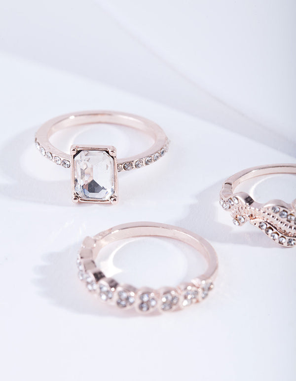 Rose Gold Chunky Engagement Ring Stack
