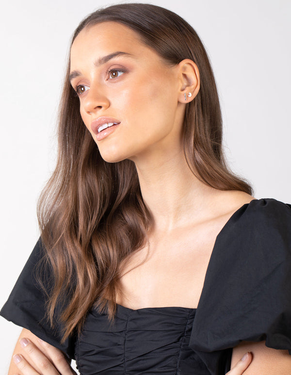 Silver Geometric Shape Stud Earring 12 Pack
