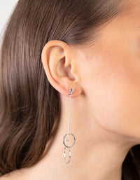 Silver Double Circle Chain Sandwich Earrings - link has visual effect only