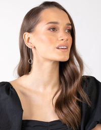 Silver Double Circle Chain Sandwich Earrings - link has visual effect only