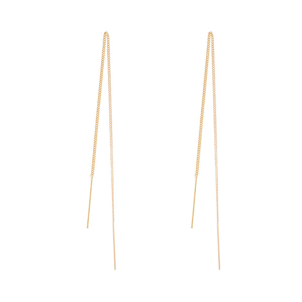 Gold Plated Sterling Silver Long Thread Through Earrings
