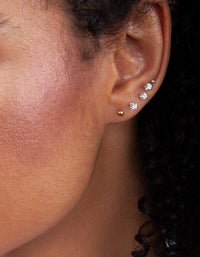 Gold Plated Sterling Silver 3mm Ball Stud Earrings - link has visual effect only