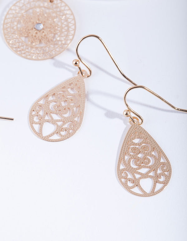 Gold Ornate Stamp Earring Pack