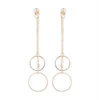 Gold Double Chain And Circle Drop Sandwich Earrings - link has visual effect only
