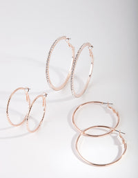 Rose Gold Statement Diamante Hoop Earring Pack - link has visual effect only