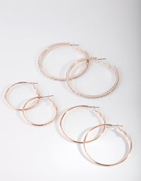Rose Gold Statement Diamante Hoop Earring Pack - link has visual effect only