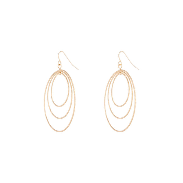 Gold Diamond Cut Circle Multi Drop Earrings