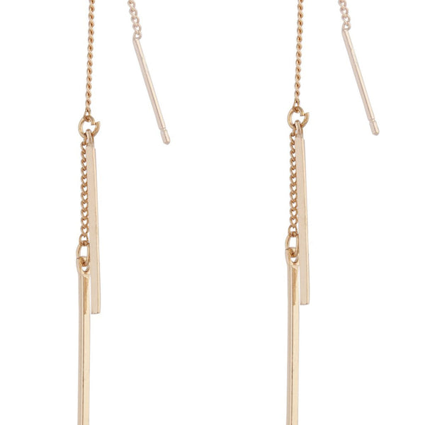 Gold Chain and Bar Drop Earrings