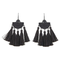Black Coated Etched Shield 5 Tassel Earrings - link has visual effect only
