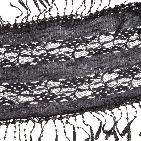 Black Lace Tassel Scarf