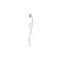 Rhodium Gradual Heart Drop Belly Bar - link has visual effect only