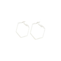 Rhodium Hexagon Hoop Earrings - link has visual effect only