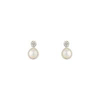 Silver Pearl Bottom Diamante Stud Earrings - link has visual effect only