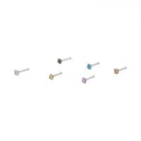Rhodium Dainty Diamante Nose Hook 6 Pack - link has visual effect only