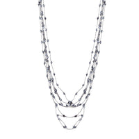 Midnight Blue Silver Floating Facet Bead Necklace - link has visual effect only