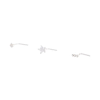 Sterling Silver Diamante Bar And Star Nose Stud Pack - link has visual effect only