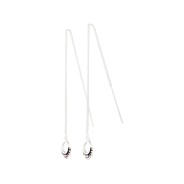 Sterling Silver Etched Thread Through Earrings