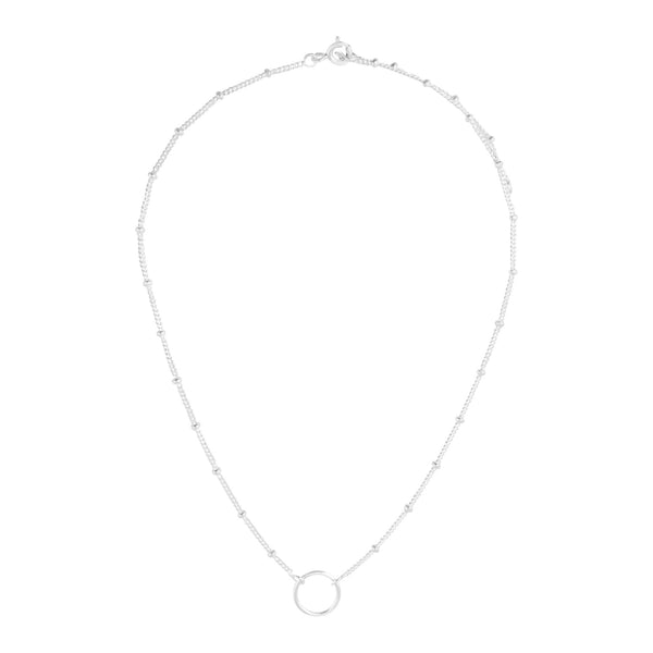 Sterling Silver Open Circle And Metal Bead Choker