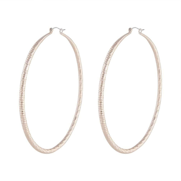Pale Rose Gold Rounded Diamond Cut Hoop