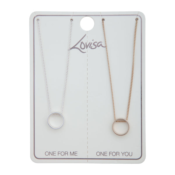 Tear and Share Silver Gold Circle Necklace Pack