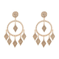 Antique Gold Textured Diamante Circle Earrings - link has visual effect only