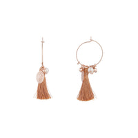 Rose Gold Fine Hoop Charm Tassel Earrings - link has visual effect only