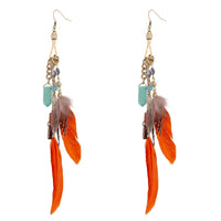 Multicoloured Feather Chain Drop Earrings - link has visual effect only