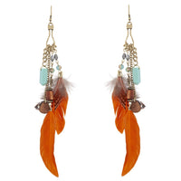 Multicoloured Feather Chain Drop Earrings - link has visual effect only