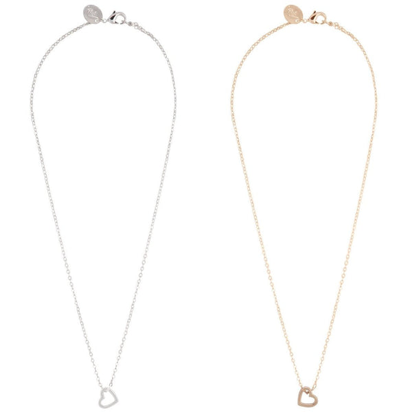 Tear and Share Gold Silver Cut-out Heart Necklace Pack