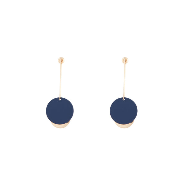 Dual Contrast Disc Earrings Matte Cobalt Gold