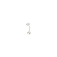 Rhodium Double Pave Ball Belly Bar - link has visual effect only