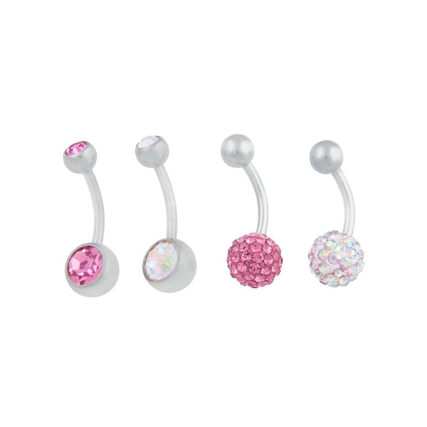 Rhodium Fireball Belly Bar 4 Pack