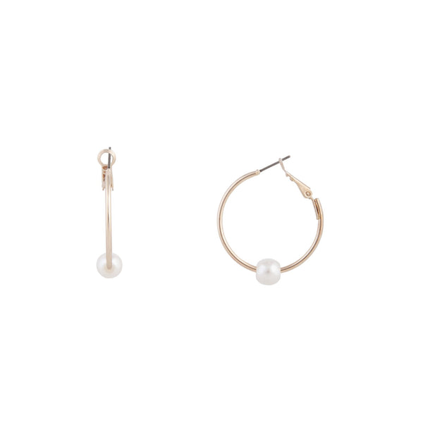 Rose Gold Hoop Pearl Earrings