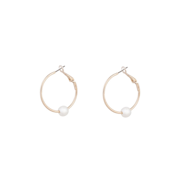 Rose Gold Hoop Pearl Earrings