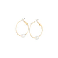 Polished Gold Pearl Hoop Earrings - link has visual effect only