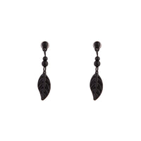 Black Metal Bead Feather Drop Earrings - link has visual effect only